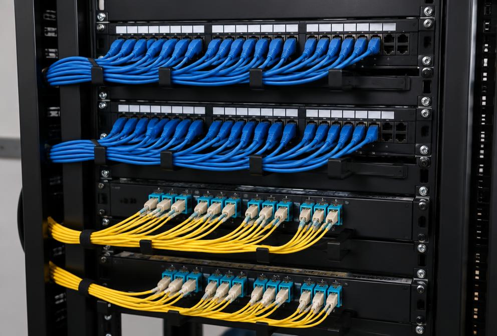 Transmissão de vídeo através de fibra óptica e cabo UTP